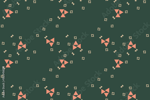 A modern Dark Sage geometric print with pink accents, excellent for elegant fall accessories or structured fashion bags.