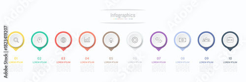 Infographic 10 options design elements for your business data. Vector Illustration.