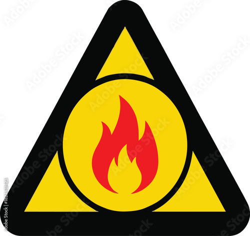 Fire hazard warning sign icon vector isolated on white background for industrial safety and flammable materials