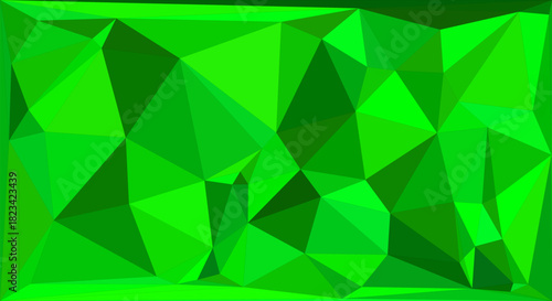 Green geometric polygon background with vibrant shades and abstract triangles