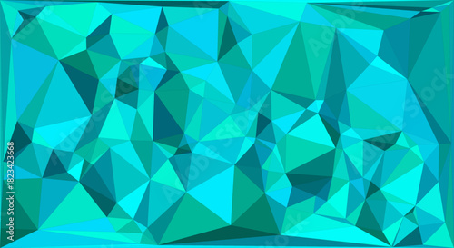 Abstract low poly geometric background with vibrant blue and green triangle pattern