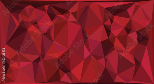 Abstract low poly geometric background with vibrant red polygonal facets design