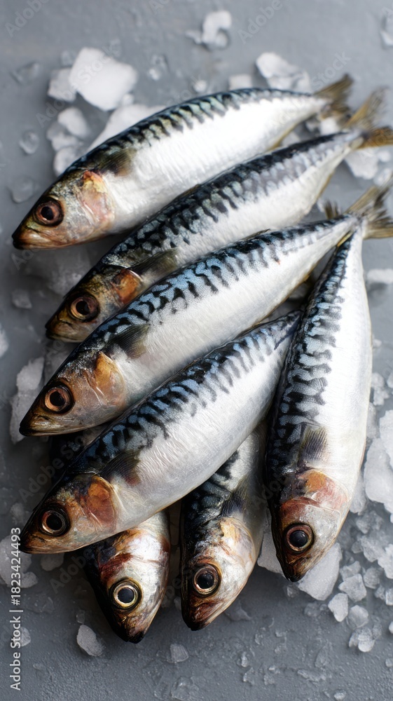 Obraz premium A pile of fish on a table with ice