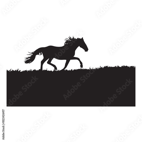 horse silhouette vector on white background