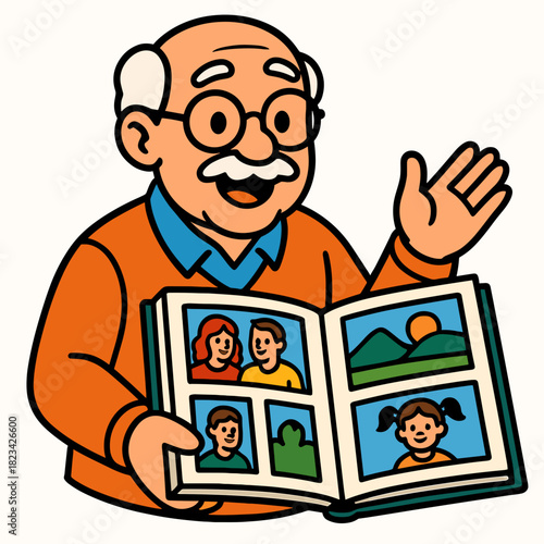 Grandpa showing photo album