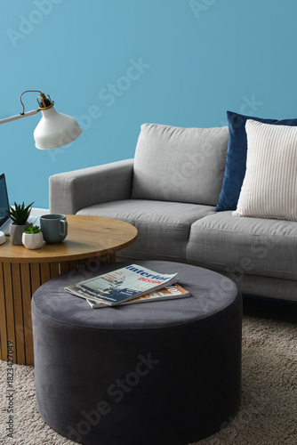 Pouf and coffee table with ...