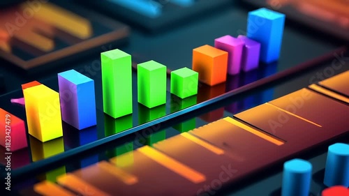 Abstract Data Visualization - Colorful Bar Graphs and Charts.