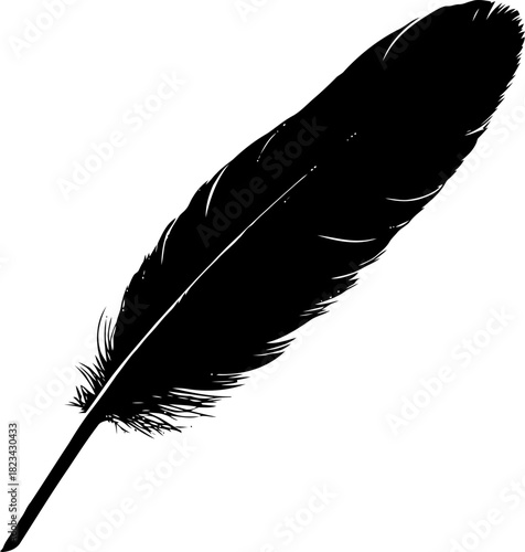 Elegant Feather Silhouette: A Minimalist Vector Illustration Depicting Weightlessness
