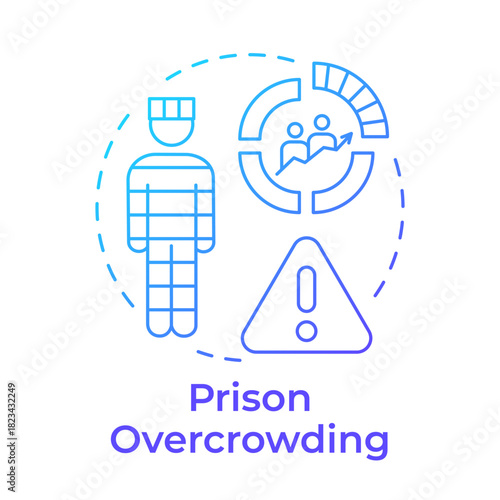 Prison overcrowding blue gradient concept icon. Facility capacity. Contemporary issues in correctional management. Round shape line illustration. Abstract idea. Graphic design. Easy to use in booklet