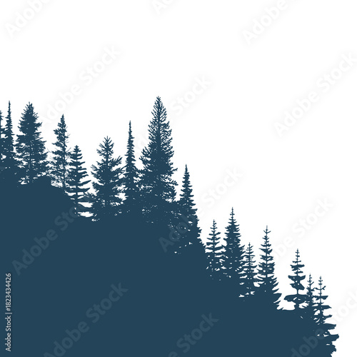 Silhouette of a forest, isolated on white background, vector illustration