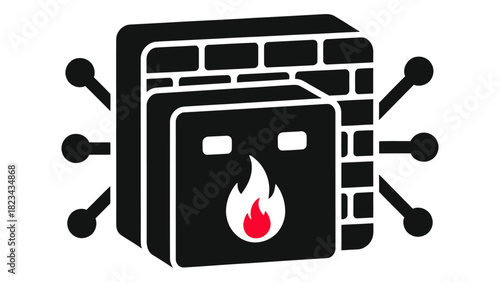 Digital firewall icon representing robust network protection, internet security, data privacy, and online threat defense