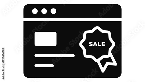 Digital interface browser window displaying a prominent sale banner, symbolizing online discounts, e-commerce offers tod