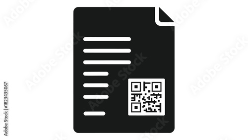 Invoice document icon with integrated qr code, enabling rapid digital payments, mobile scanning, and efficient e-billing