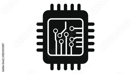Microchip icon representing processors and silicon technology, essential for computing, ai, and digital advancements.