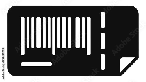 Shipping label icon, parcel information barcode symbol representing delivery logistics, e-commerce, and efficient packag