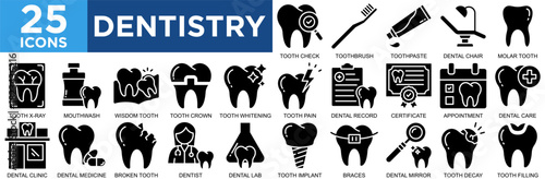 dentistry, teeth, health, care, oral, clinic icon set. Outline icons collection. Simple vector illustration