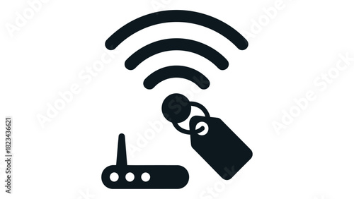 Wireless internet network signal and router icon with a sale tag, symbolizing promotions, deals, discounts and special o