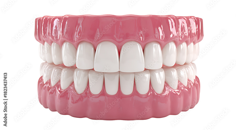 Fototapeta premium A realistic depiction of human teeth and gums isolated on black