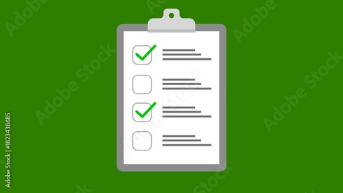 Check mark animation flat and modern style on green background. Full HD. 4K