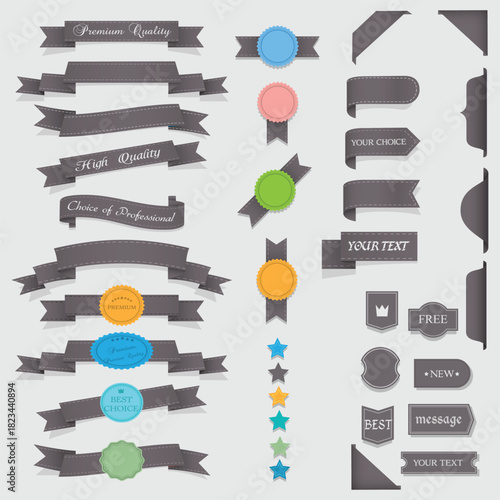 stickers of exquisite ribbons vector