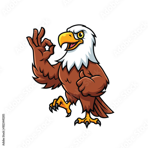 Cartoon Eagle Giving Thumbs up and Okay Gesture