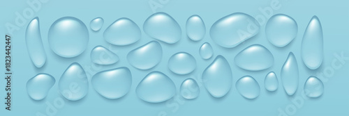Blue Glass Droplets Abstract Background With Smooth Pebbles And Soft Gradient For Stock Image Usage