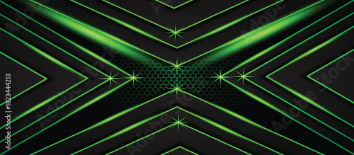 Abstract dark green Futuristic Gaming Background with hexagon pattern,dark green geometric background  for banner or Offline stream,gaming background template