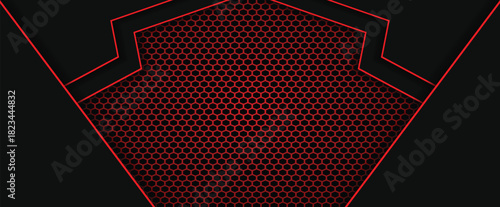 Abstract dark Red Futuristic Gaming Background with a hexagon pattern , dark Red geometric background  for banner or Offline stream, gaming background template