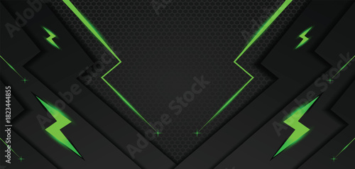 Abstract dark green Futuristic Gaming Background with hexagon pattern,dark green geometric background  for banner or Offline stream,gaming background template