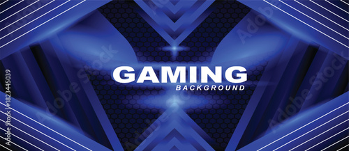 Abstract dark blue Futuristic Gaming Background,dark blue geometric background  for banner or Offline stream,gaming background template
