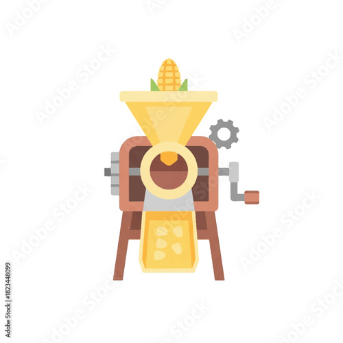 A corn sheller with a funnel crank and collection bin