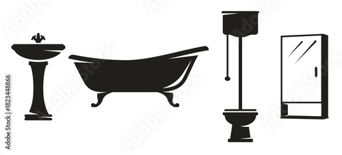 bathroom restroom silhouette icons set black on white