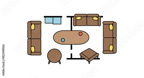living room floor plan showcasing furniture arrangement and design providing a layout and furniture selection guide visualizing comfort and style
