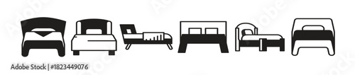 bed icons vector set 