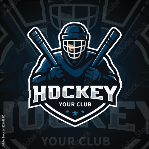 Hockey badge logo sport with mascot illustration