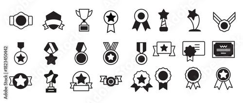 awards icon vector set trophy illustration sign collection 