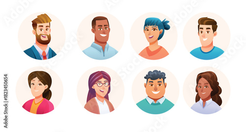 set of people avatar characters male and female avatars in
