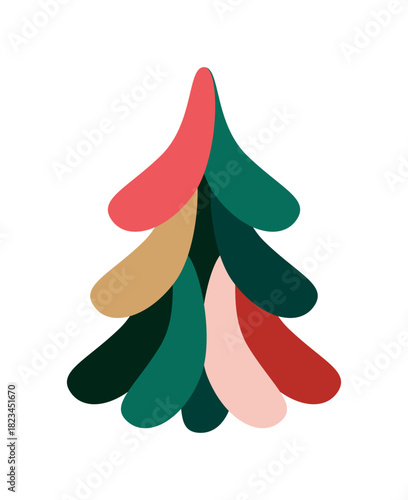 Moderner Tannenbaum in grün mit Akzenten in rot und gold