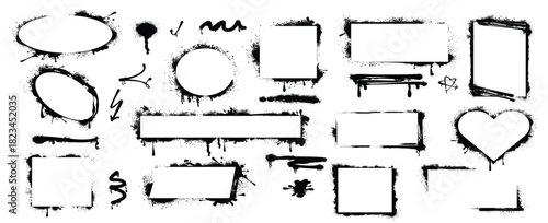 spray paint frames black graffiti stencil borders with inky