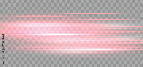Speed rays, velocity light neon flow, zoom in motion effect, red glow speed lines, colorful light trails, stripes. Abstract background, vector illustration.