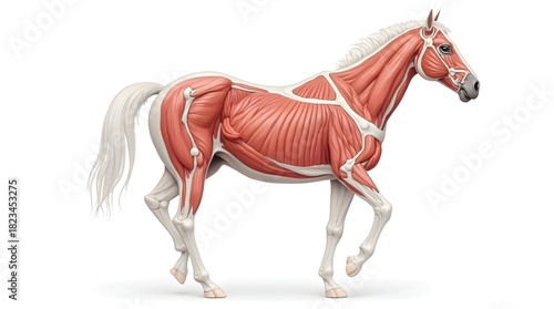 Equine Anatomy Horse Muscular System Detailed Illustration Veterinary Science