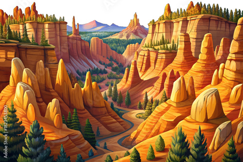 Gila Wilderness New Mexico Pine forests growing on jagged canyon walls with sandstone towers