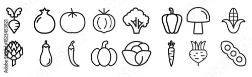 vegetables icon vector set vegetarianism illustration sign