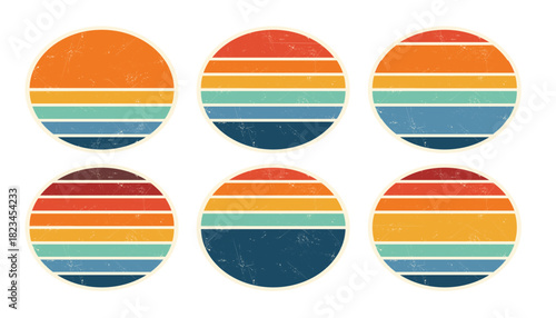  sun retro badge and emblem set abstract ocean view