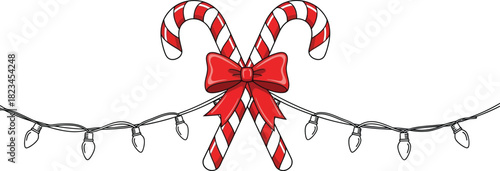 Candy canes christmas holiday bow lights decoration festive winter sweet treat