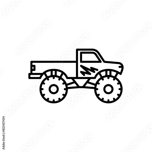 monster truck outline icon. monster truck black line illustration.