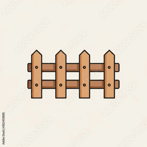A wooden picket fence with vertical posts and horizontal rails