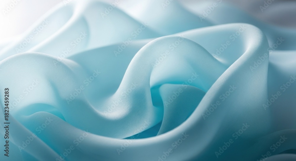 Obraz premium Gently flowing, pale blue silk fabric with smooth curves and subtle light reflections