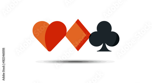 playing card suits heart diamond club representing games recreation and graphic elements perfect for gambling or casino-themed designs and creative layouts