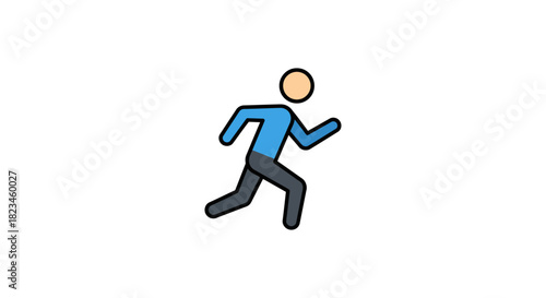 running person character in motion jogging at pace perfect for fitness blog embodying exercise sports healthy lifestyle and personal achievement.